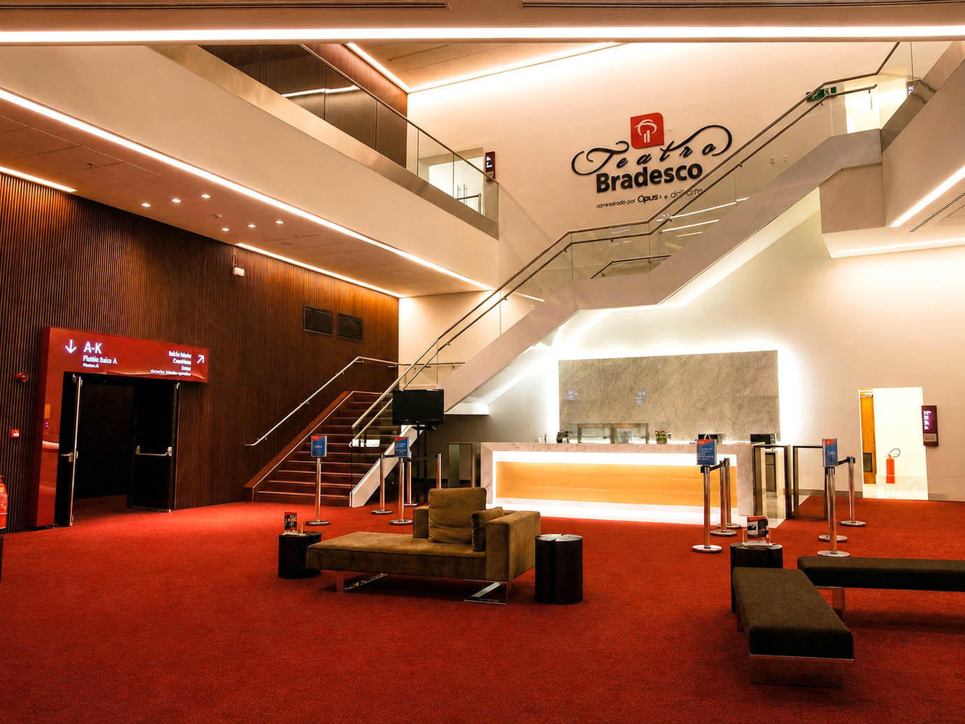 premium corporate reception area with branded environmental graphics, large scale wall installation, modern office interior, sophisticated design, glass and steel, dramatic lighting, photorealistic, 8k