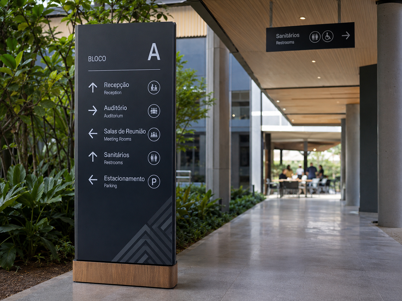 Sinalização e wayfinding para espaços de grande circulação